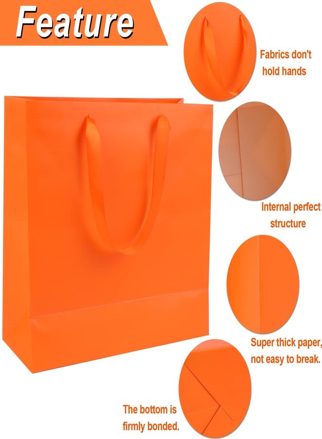 Welecom 20 Pcs Orange Paper Gift Bag Wide Handle Cardstock Paper Bags All-Occasion Paper Bags Heavy Duty Shopping Bags Reusable Business Bag Paper Gift Bags Take Out Bags with Tissue,11.8"*3.9"*9.84" - Image 5